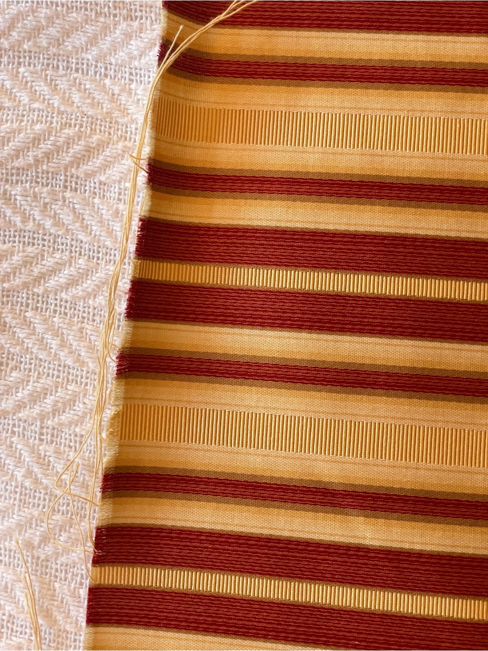Burgundy Cream Gold Striped Woven Decorator Fabric 57” x 37” - Picture 7 of 7